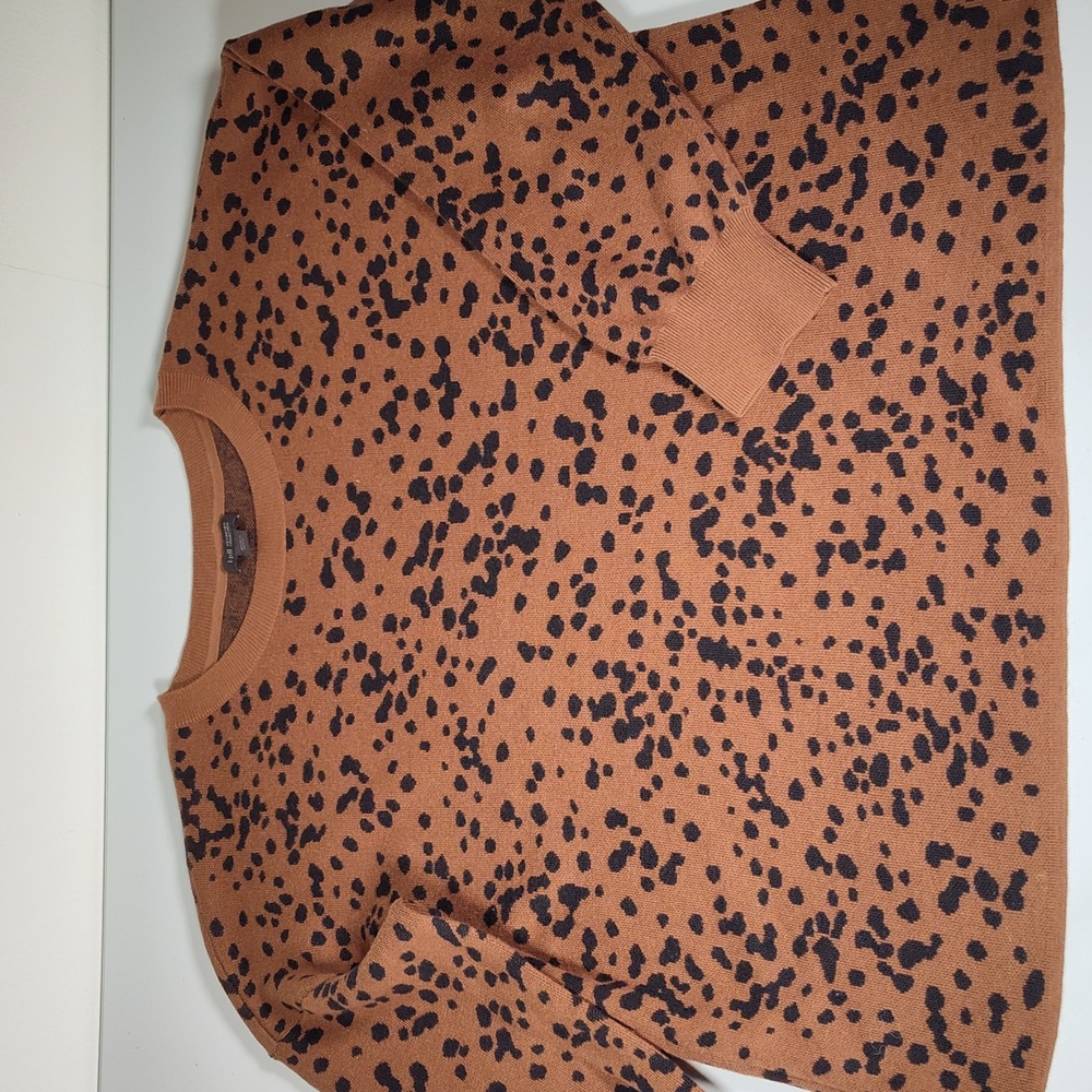 J. Jill Wearever Collection brown cheetah print cotton sweater L petite‎